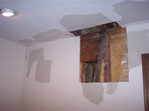 Picture of water damaged drywall repaired by Waddill Services, LLC in Des Moines, Iowa 2