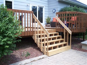 Picture of wider deck stairs built by Waddill Services, LLC in Des Moines, Iowa 1